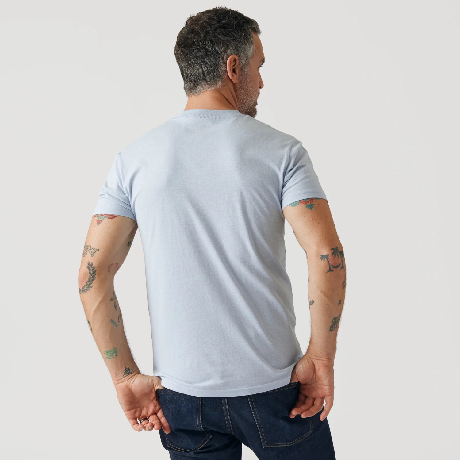 Heather Pale Blue V Neck T Shirt - Image 3