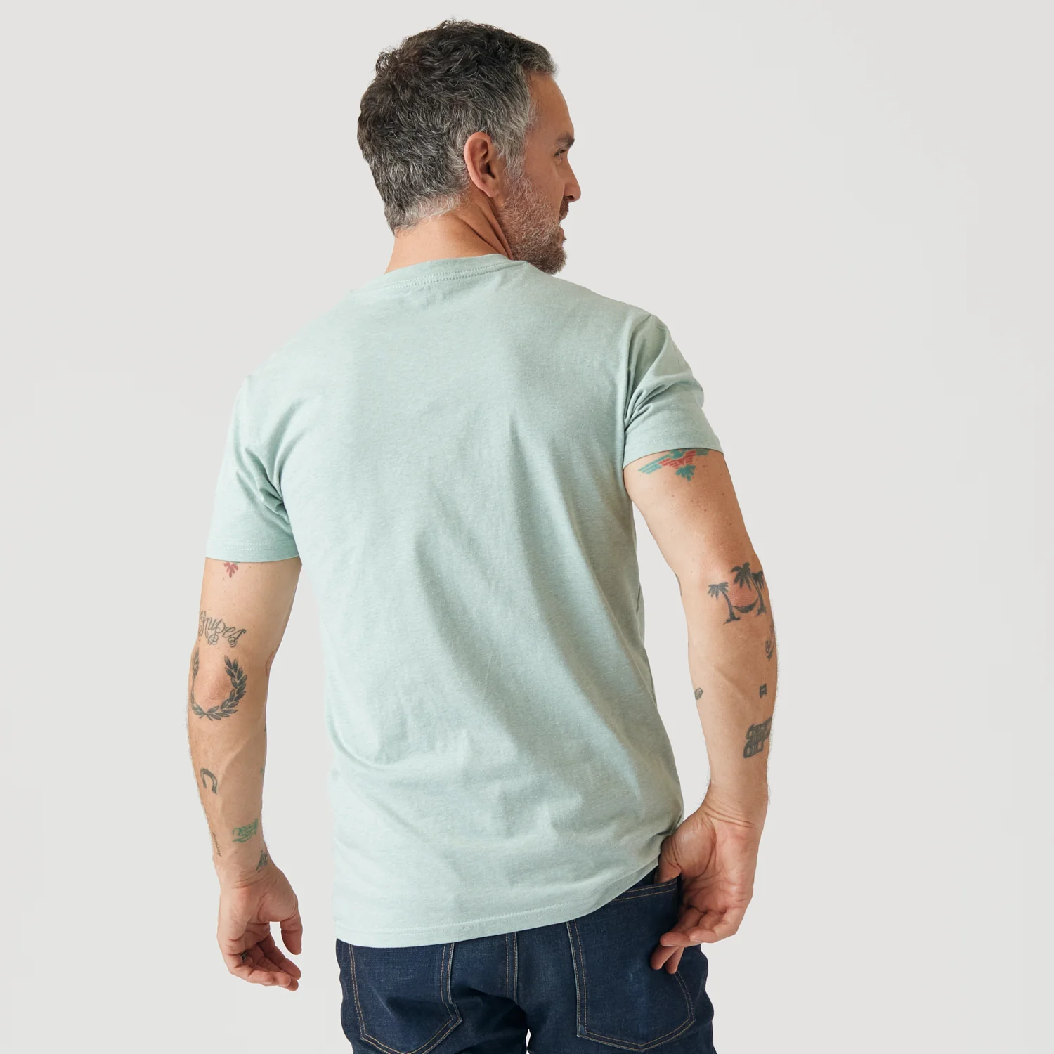 Heather Sage V Neck T Shirt - Image 3