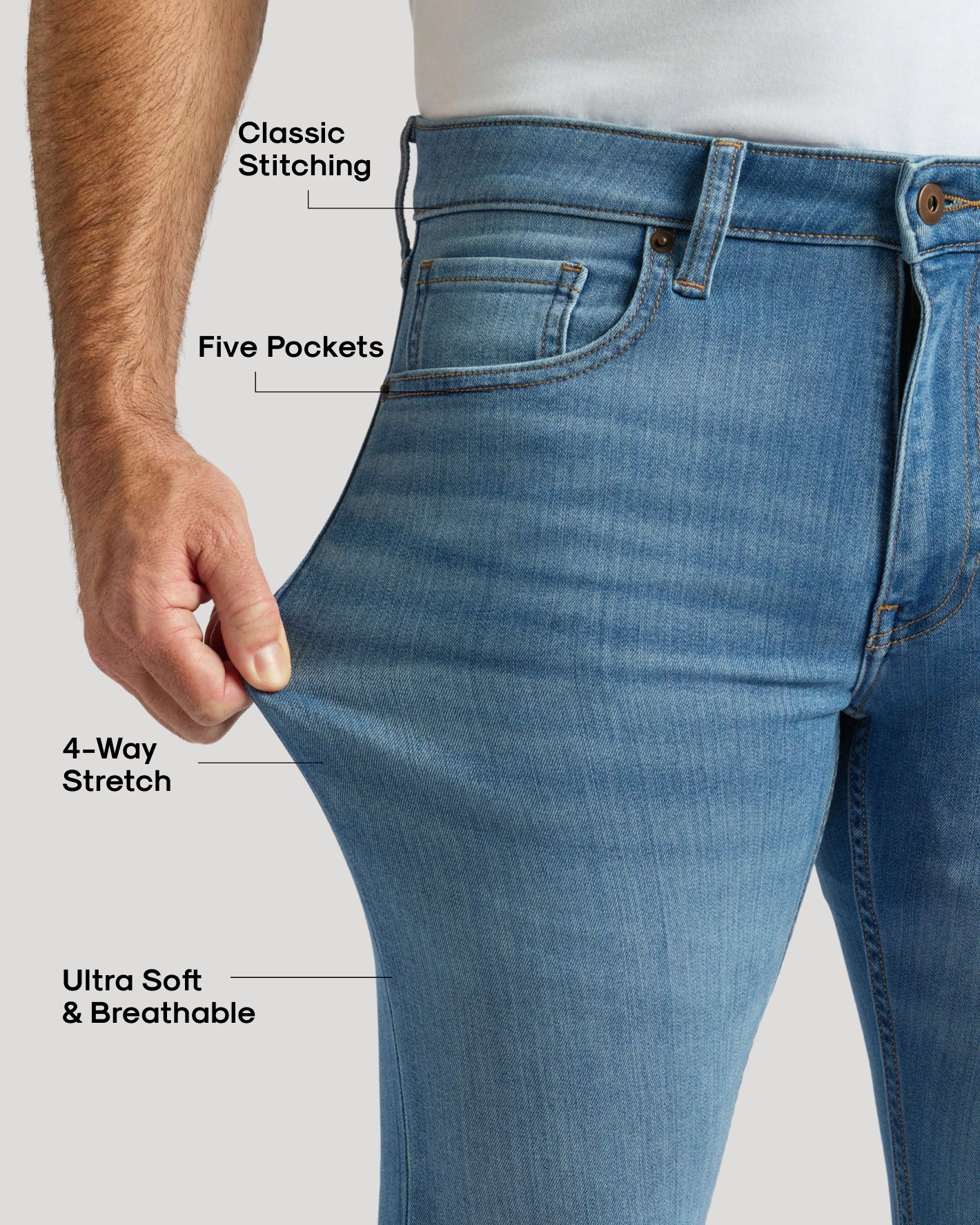 Medium Indigo Wash Slim Comfort Stretch Jeans - Image 3