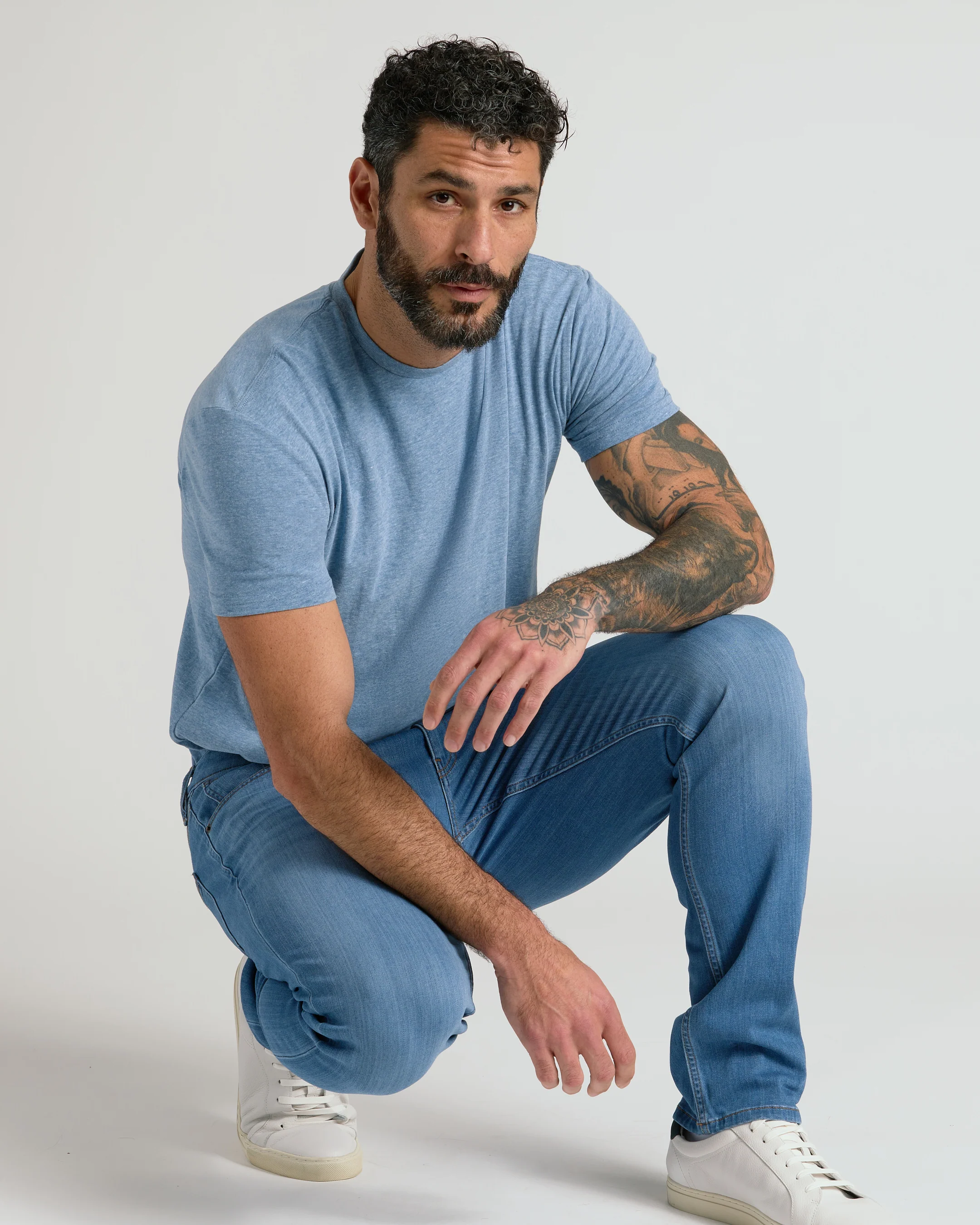 Medium Indigo Wash Straight Comfort Stretch Jeans - Image 6