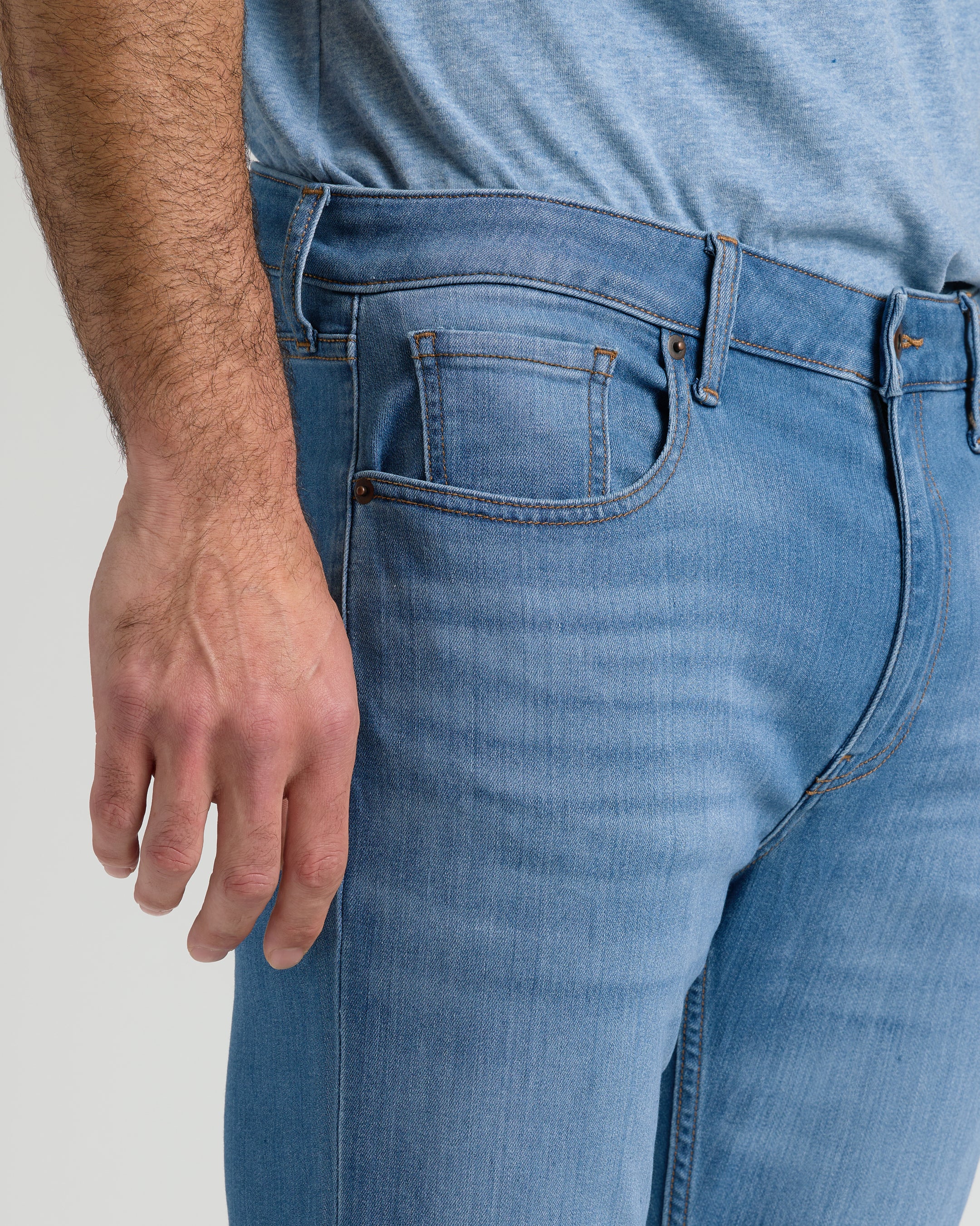 Medium Indigo Wash Straight Comfort Stretch Jeans - Image 7