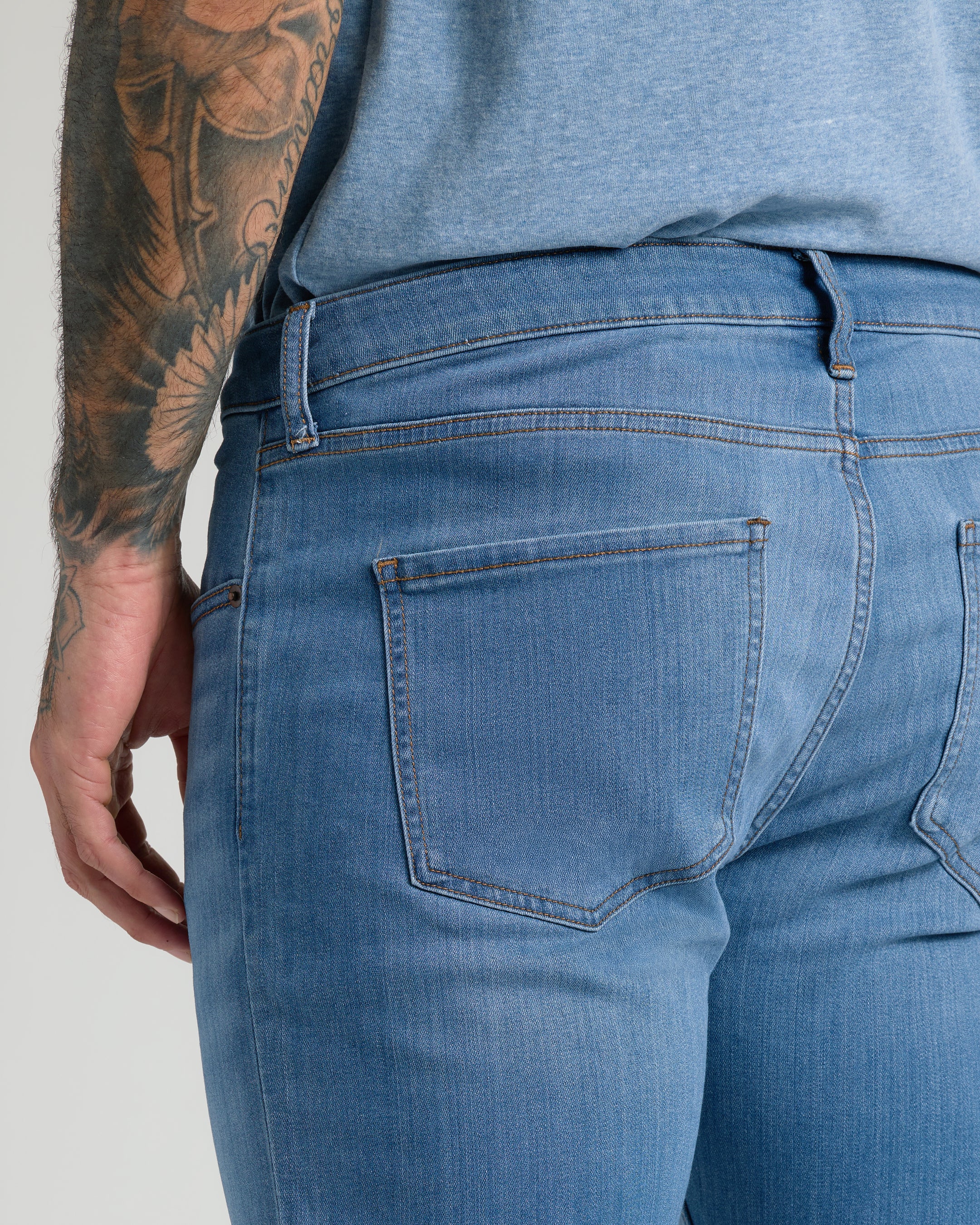 Medium Indigo Wash Straight Comfort Stretch Jeans - Image 8