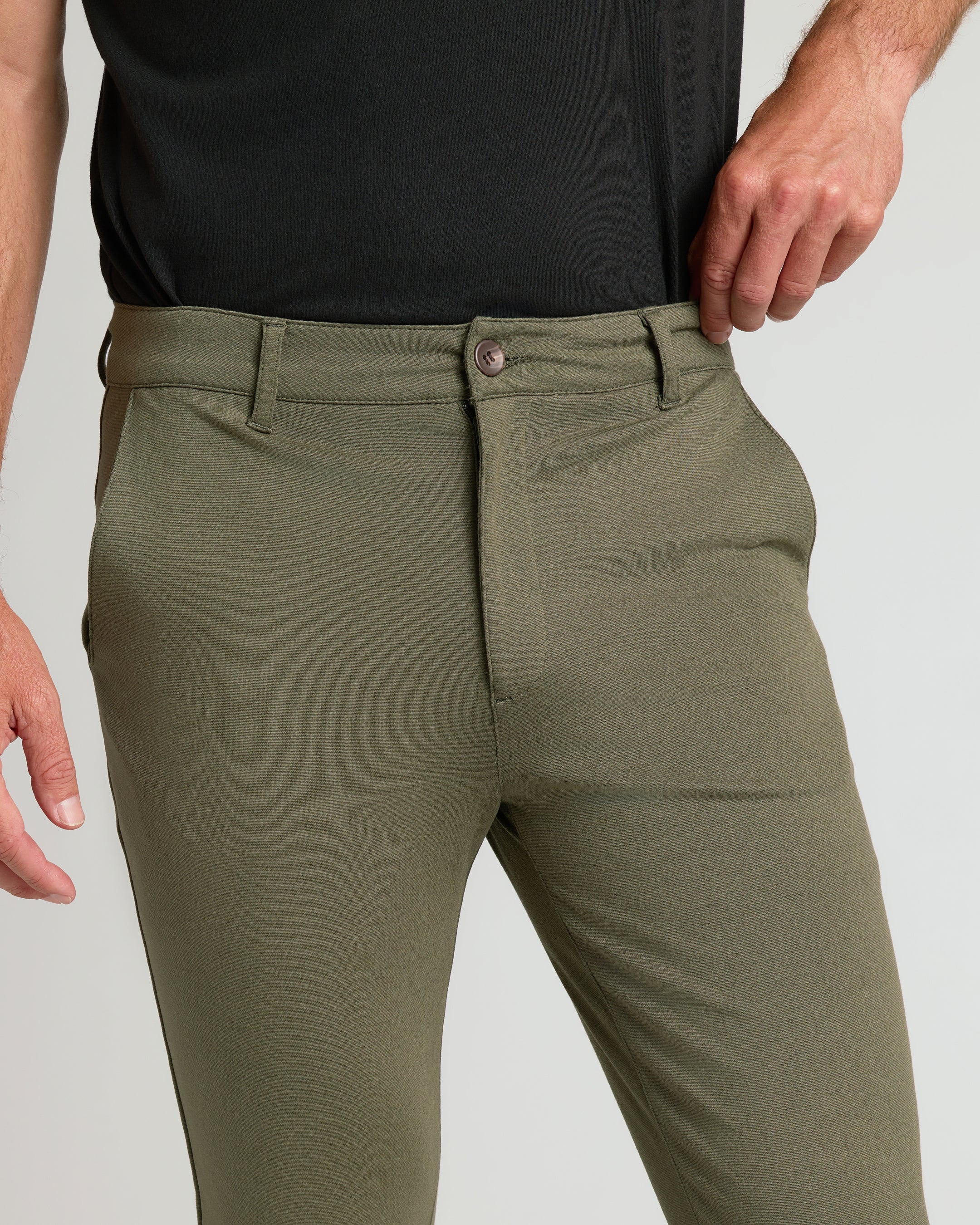 Military Green Slim Comfort Knit Chino Pant - Image 4