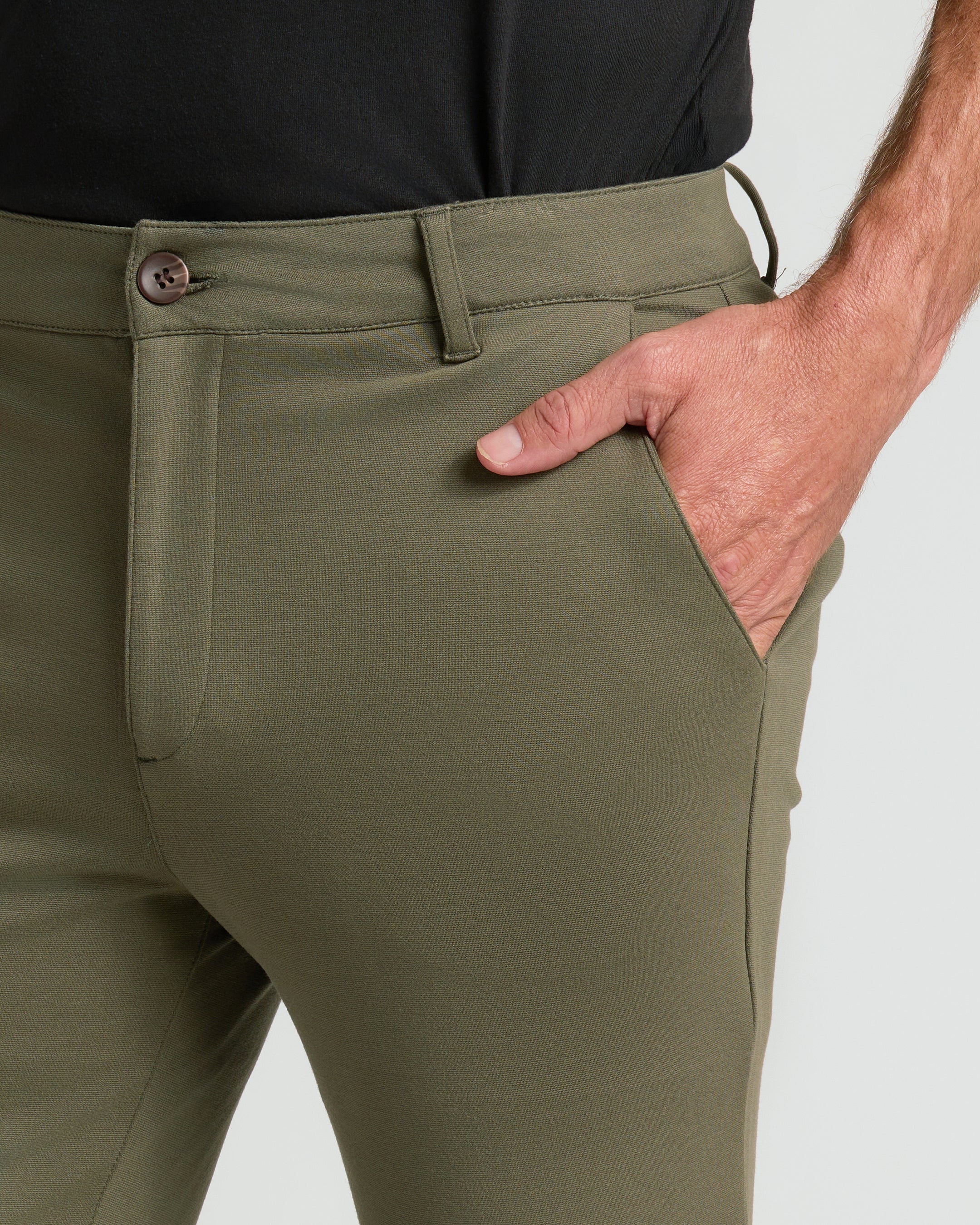 Military Green Slim Comfort Knit Chino Pant - Image 5