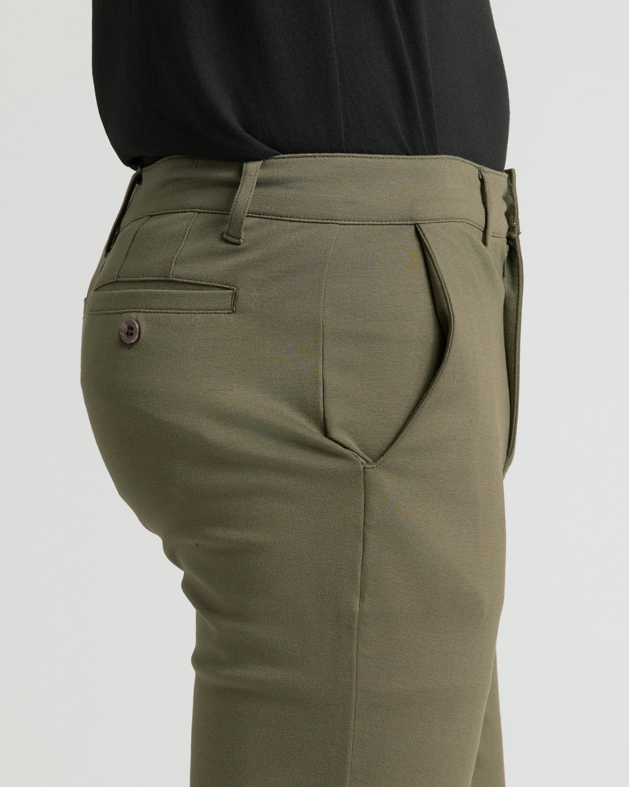 Military Green Slim Comfort Knit Chino Pant - Image 6