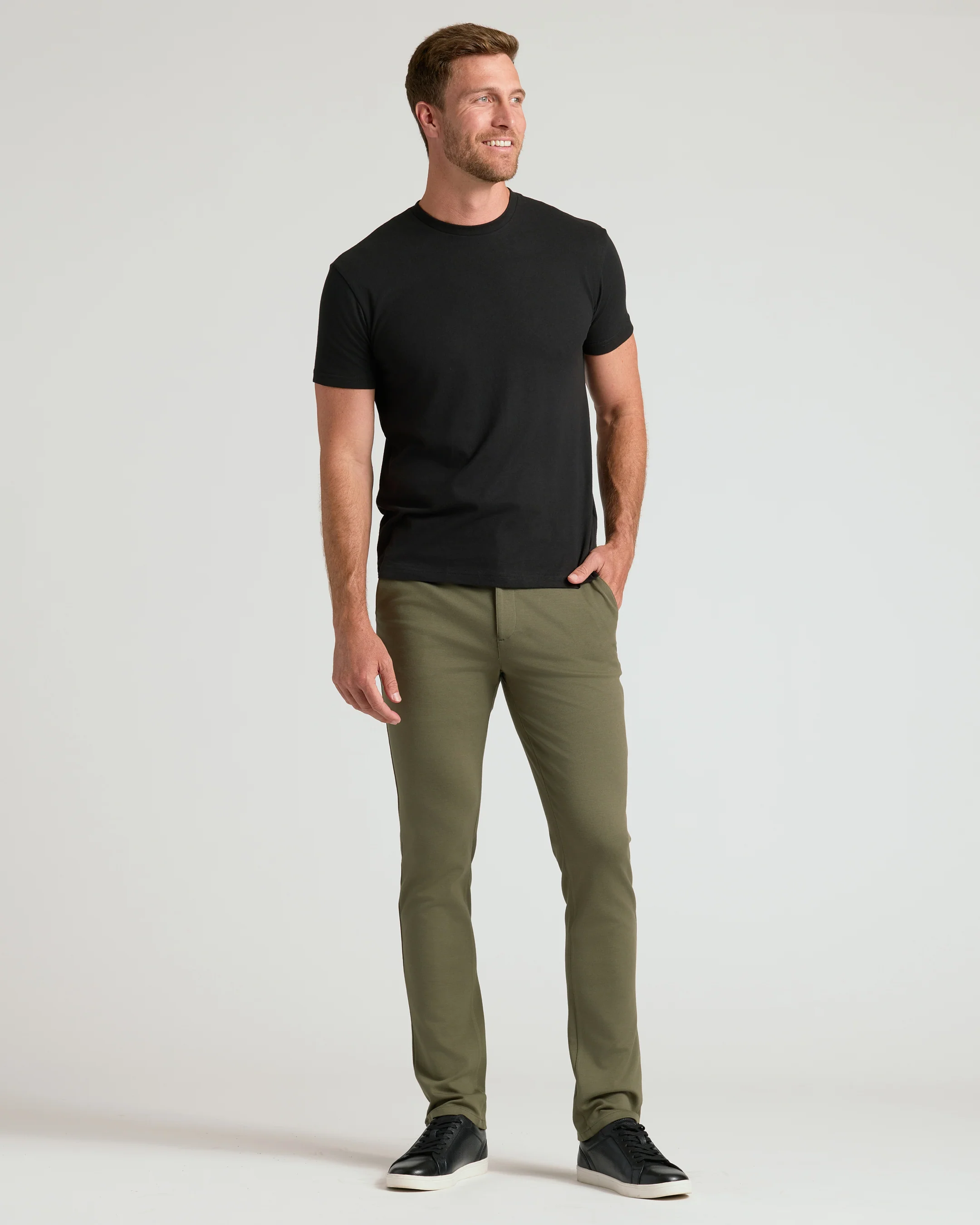Military Green Slim Comfort Knit Chino Pant - Image 9