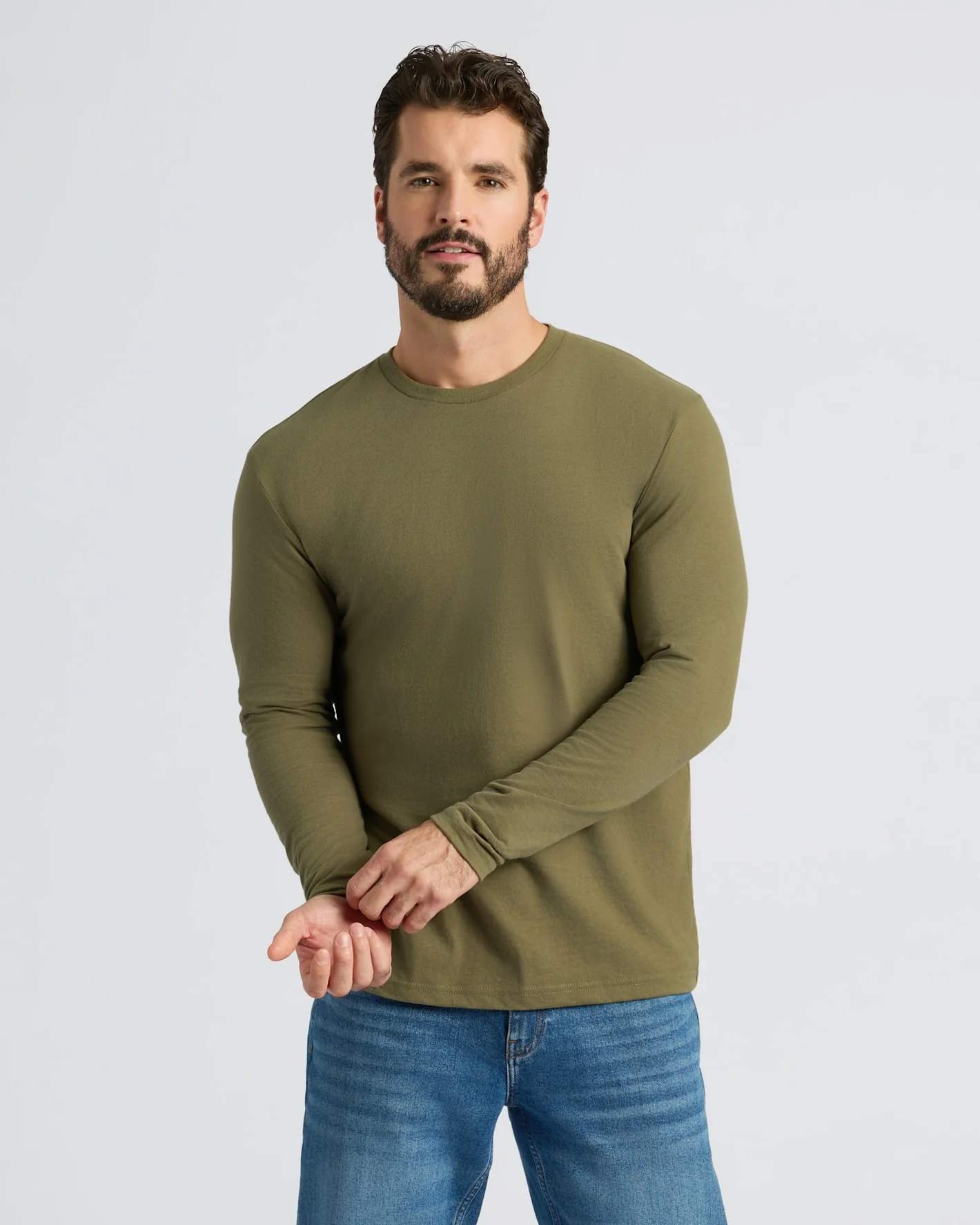 Military Green Classic Long Sleeve Crew Neck - Image 6