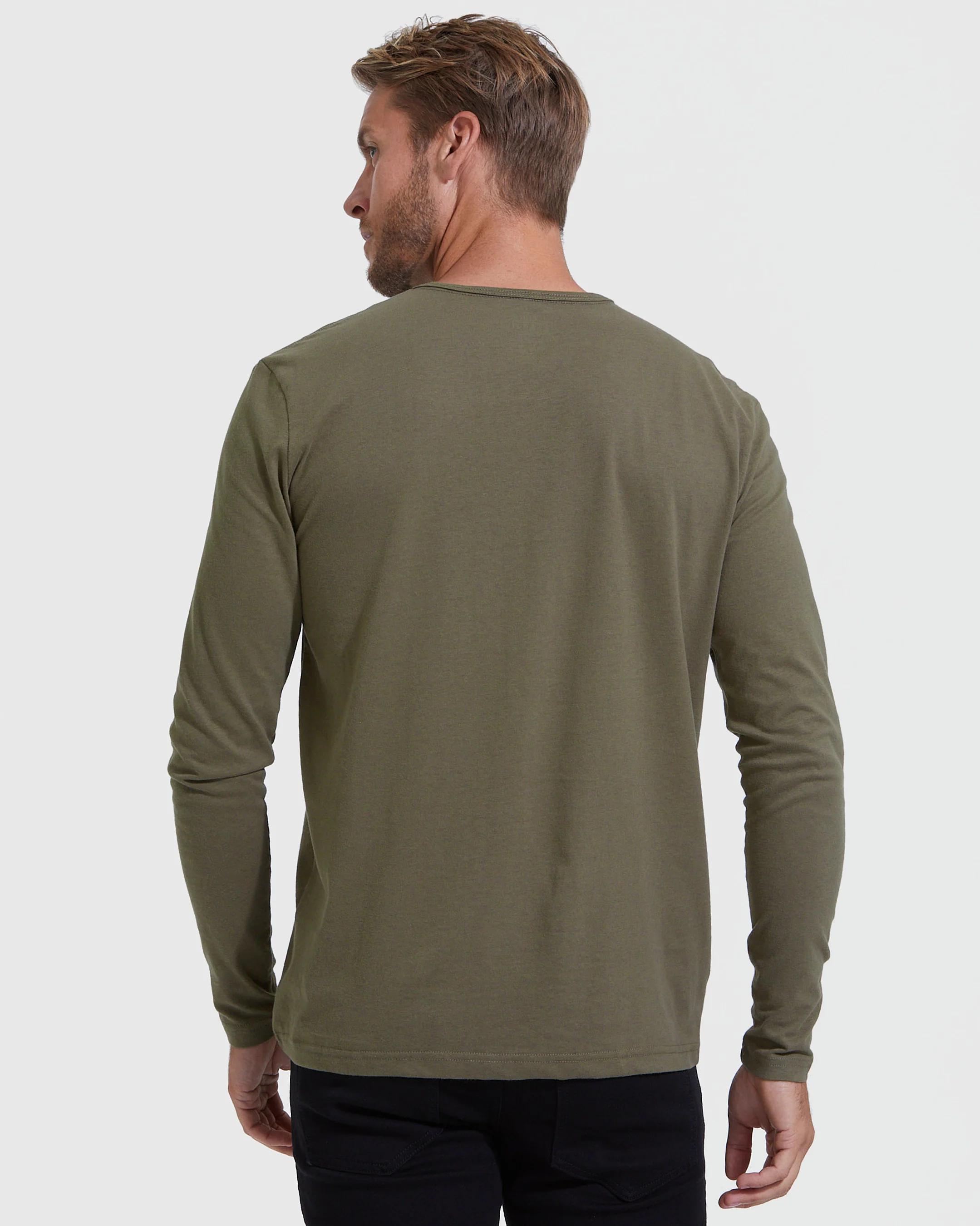 Military Green Classic Long Sleeve Henley - Image 3