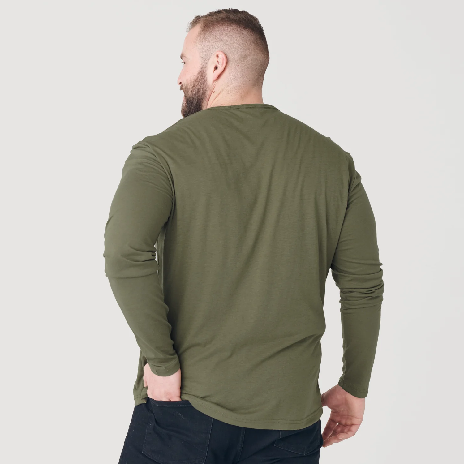 Military Green Classic Long Sleeve Henley - Image 7