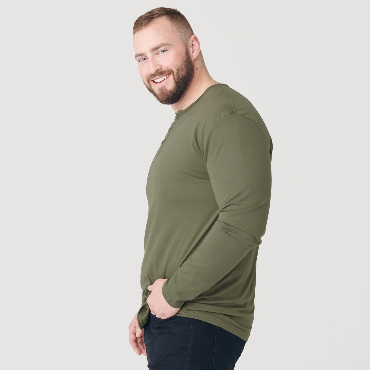 Military Green Classic Long Sleeve Henley - Image 8