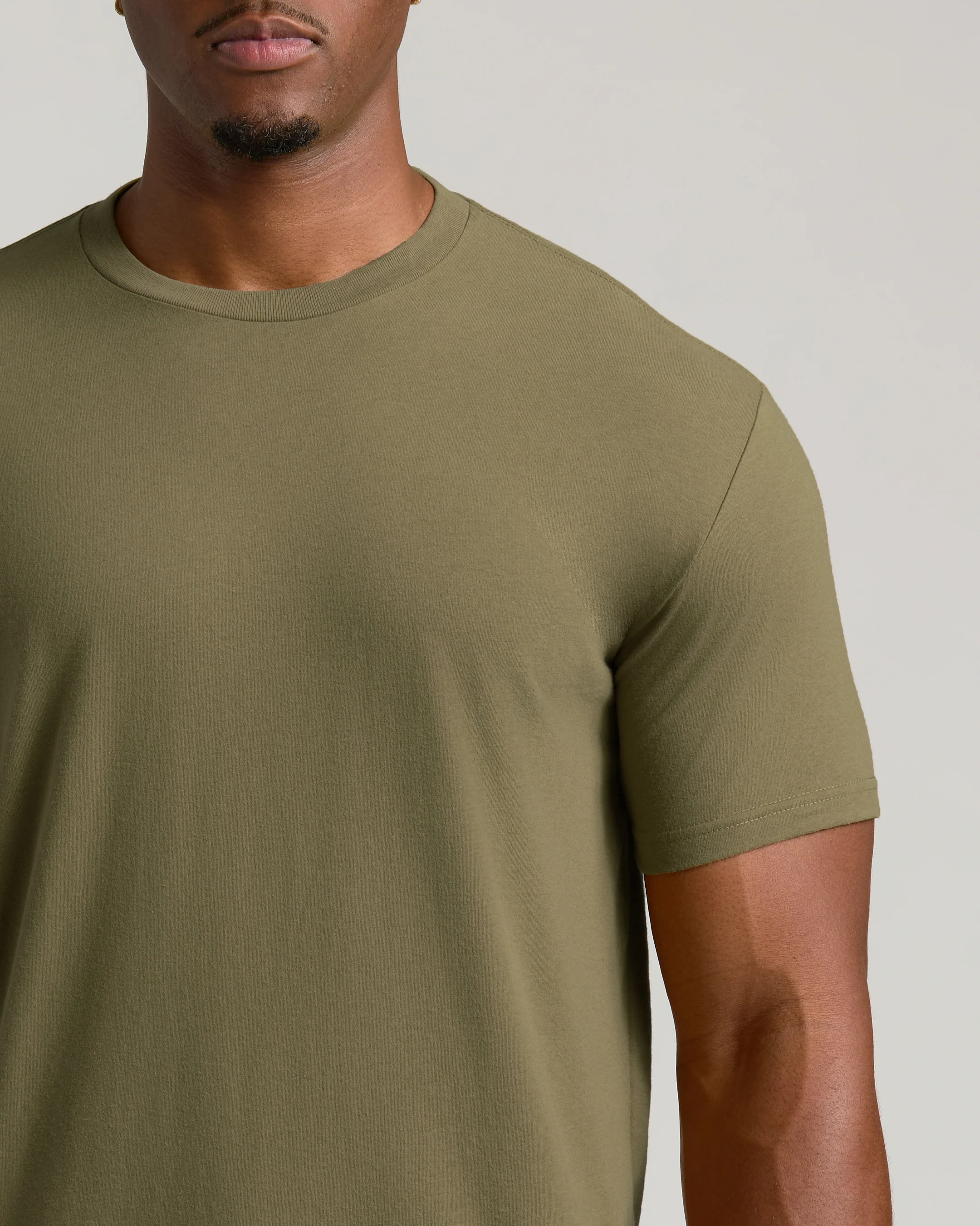 Military Green Tall Straight Hem Crew Neck T-Shirt - Image 5