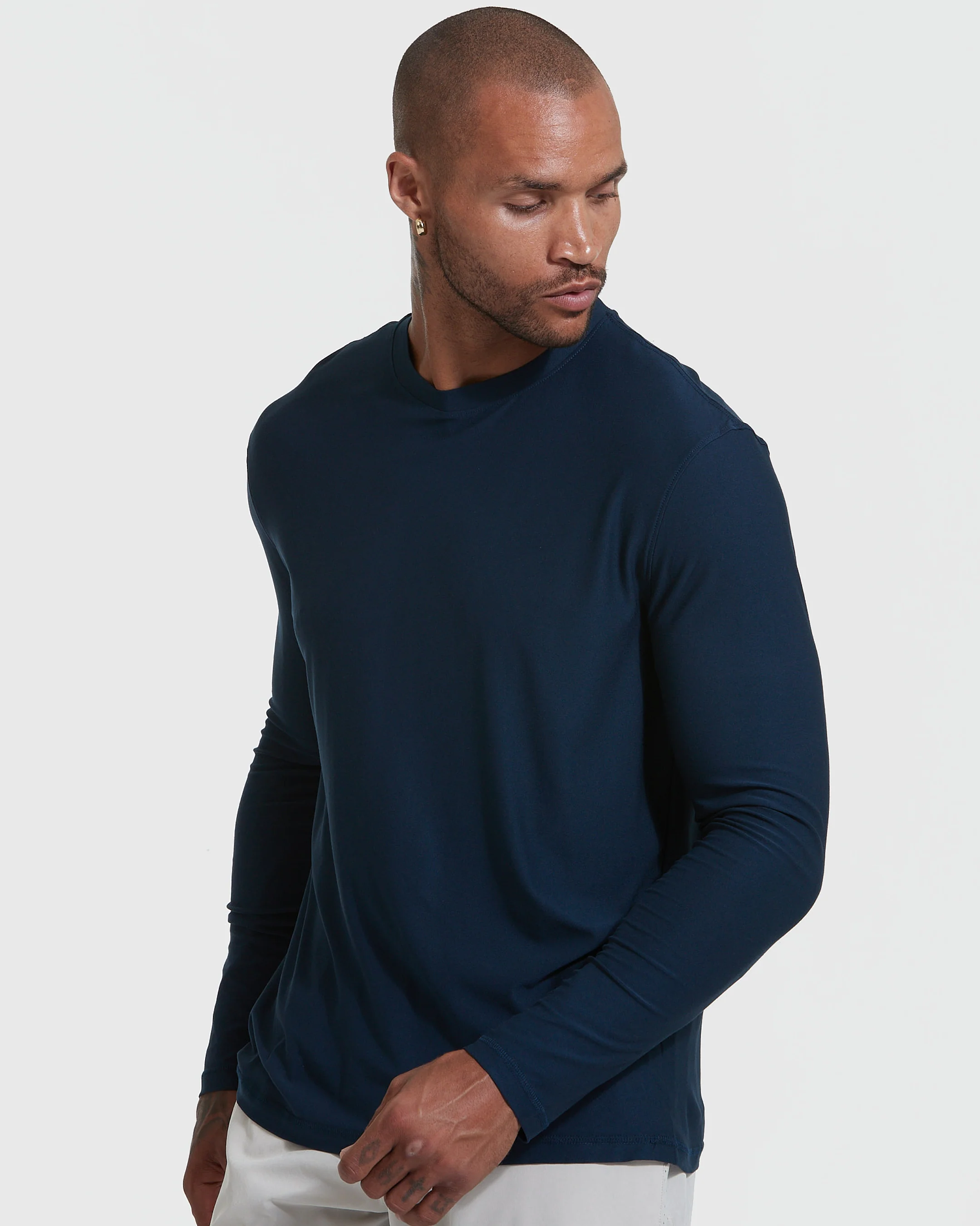 Navy Active Long Sleeve Crew T-Shirt - Image 3