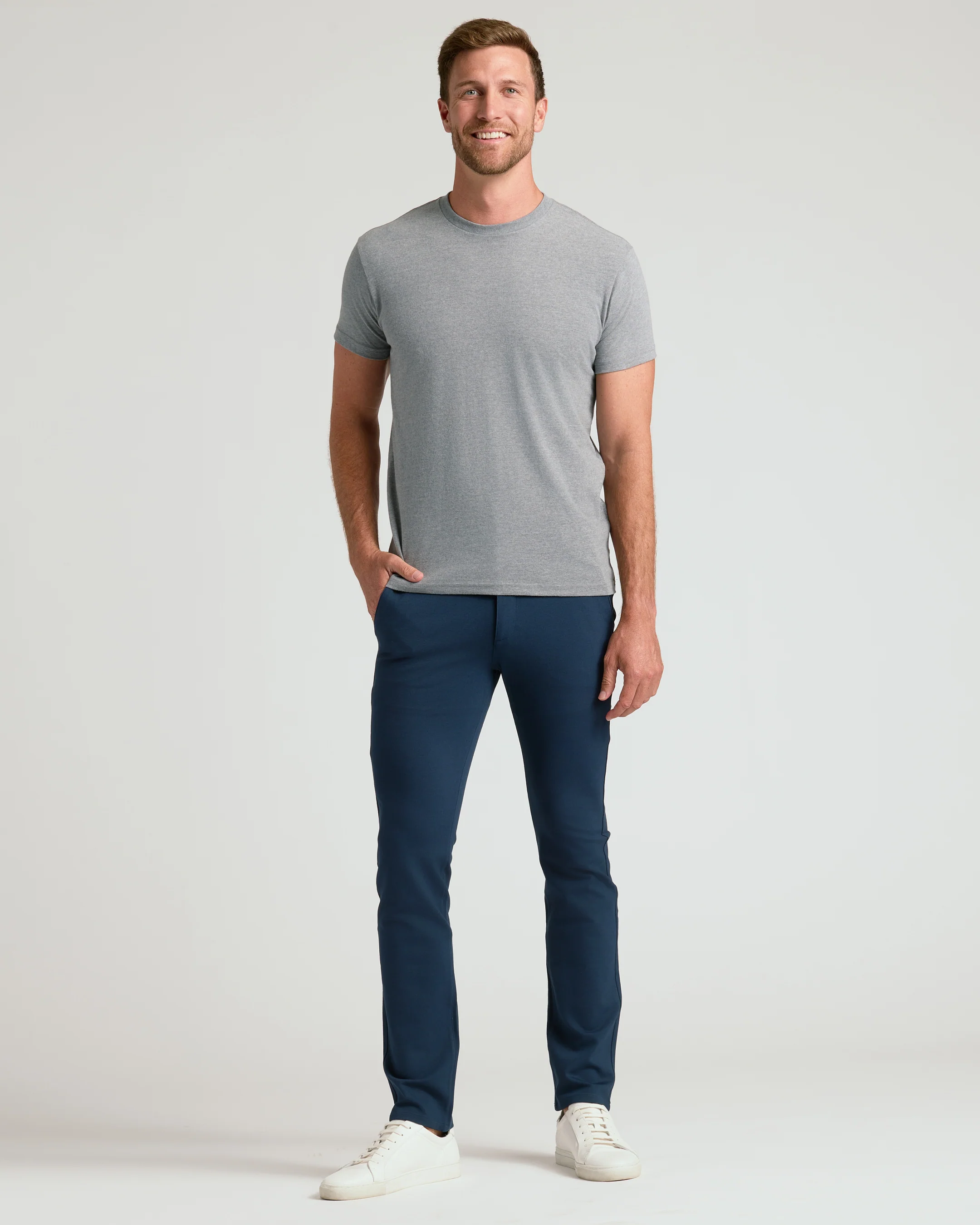 Navy Slim Comfort Knit Chino Pant - Image 8