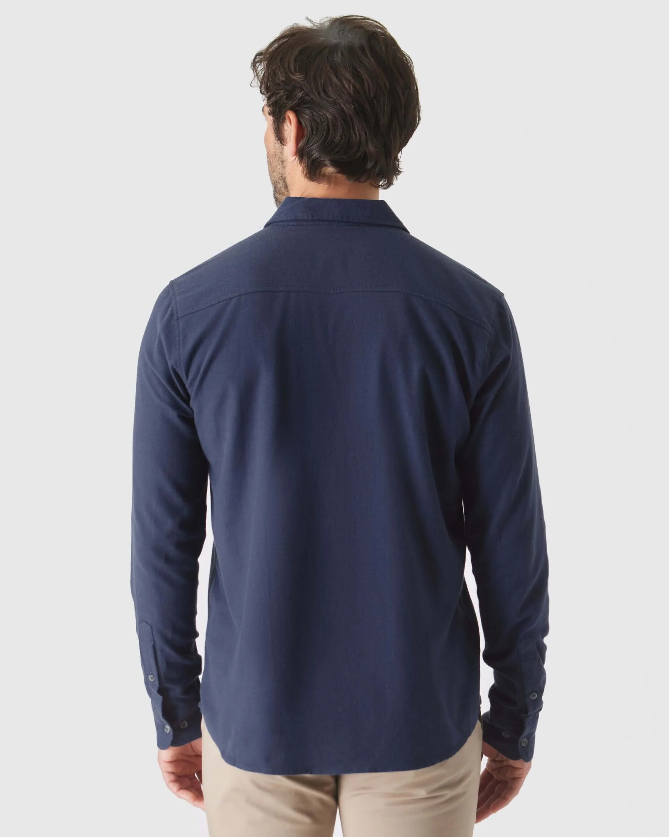 Navy Long Sleeve Lightweight Flannel Shirt - Image 3