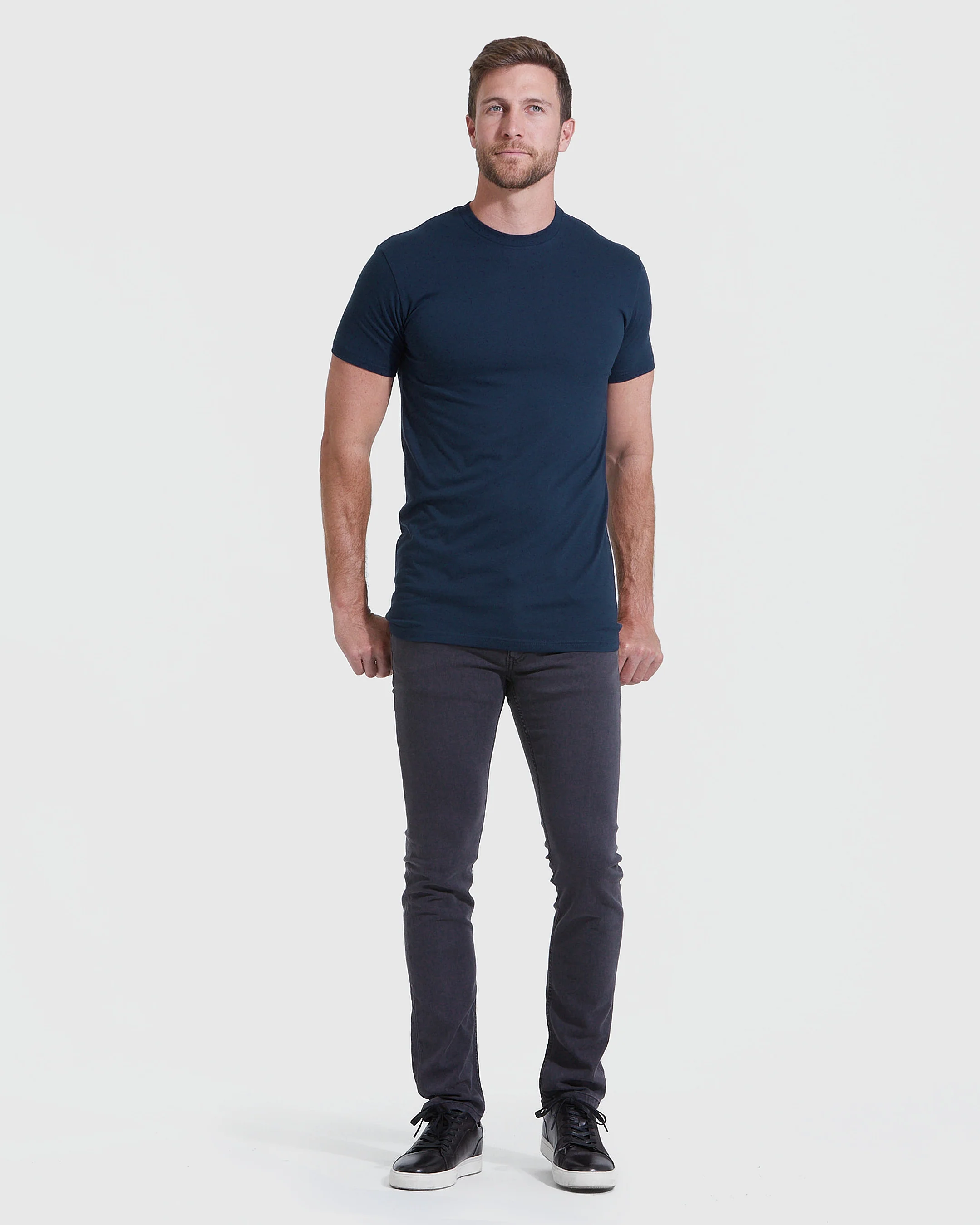Navy Tall Straight Hem Crew Neck T-Shirt - Image 4