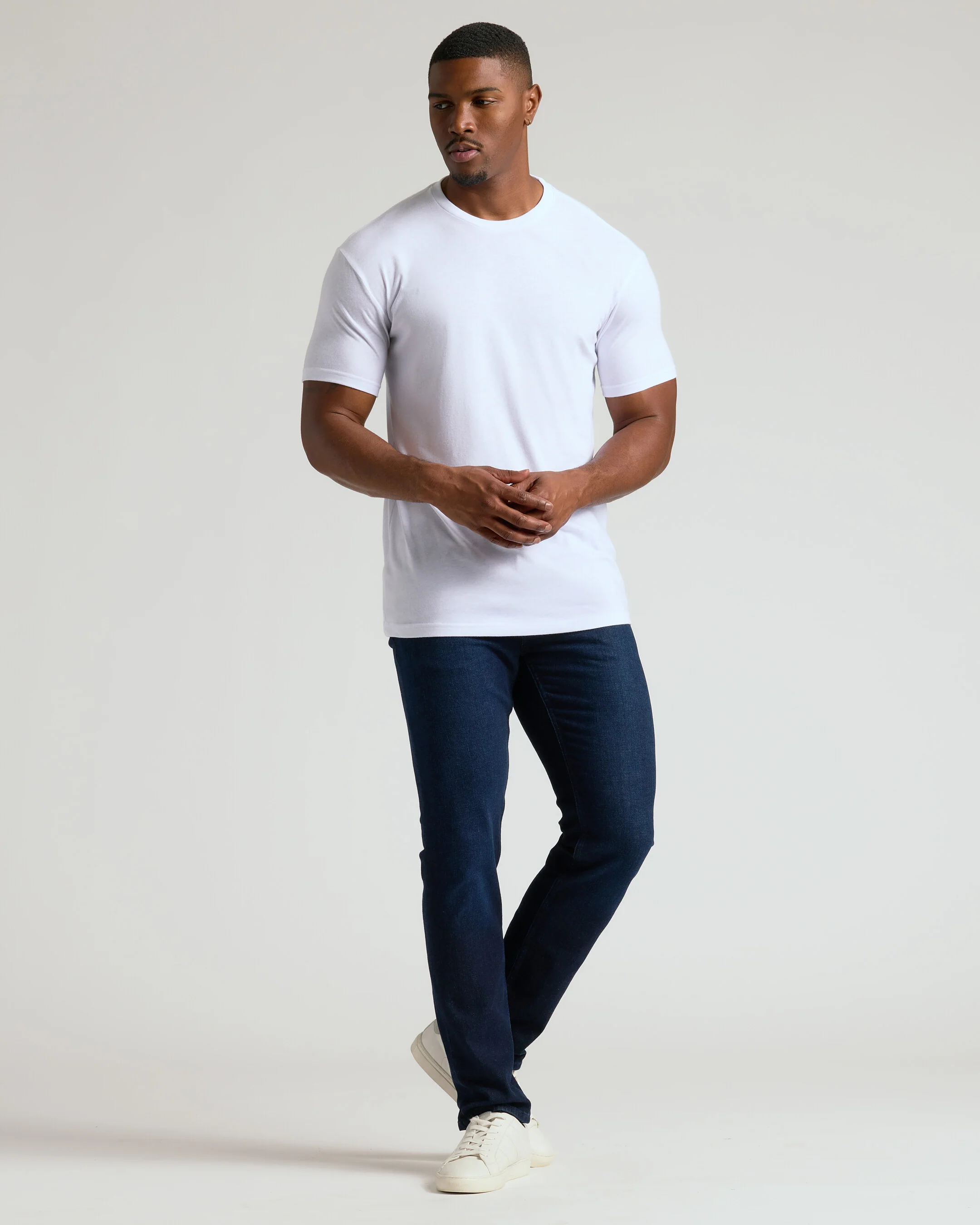 White Tall Straight Hem Crew Neck T-Shirt - Image 7