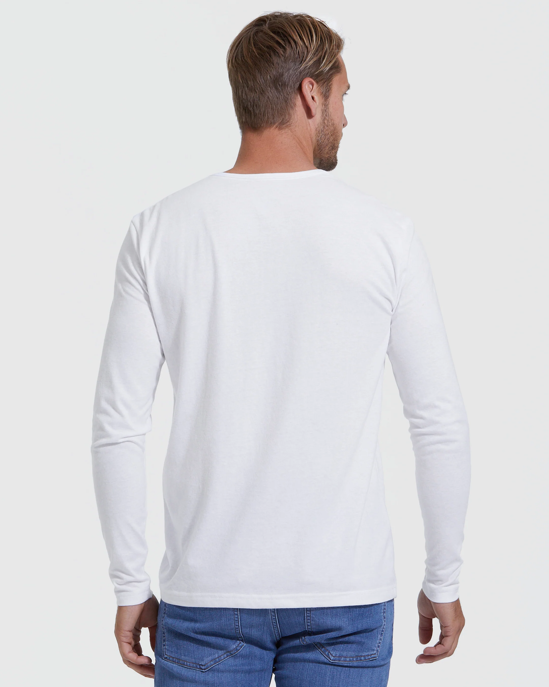White Classic Long Sleeve Henley - Image 4