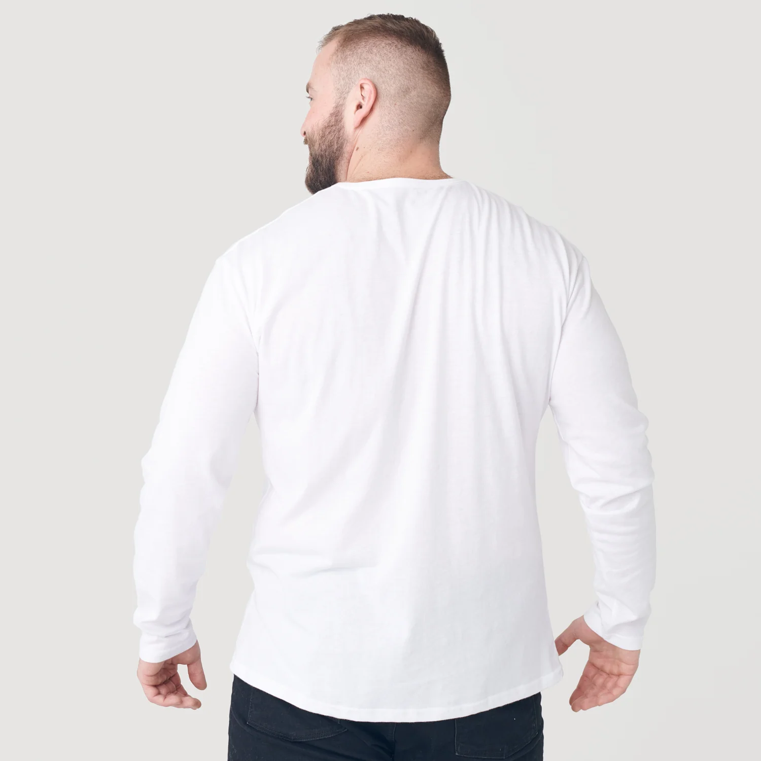 White Classic Long Sleeve Henley - Image 7