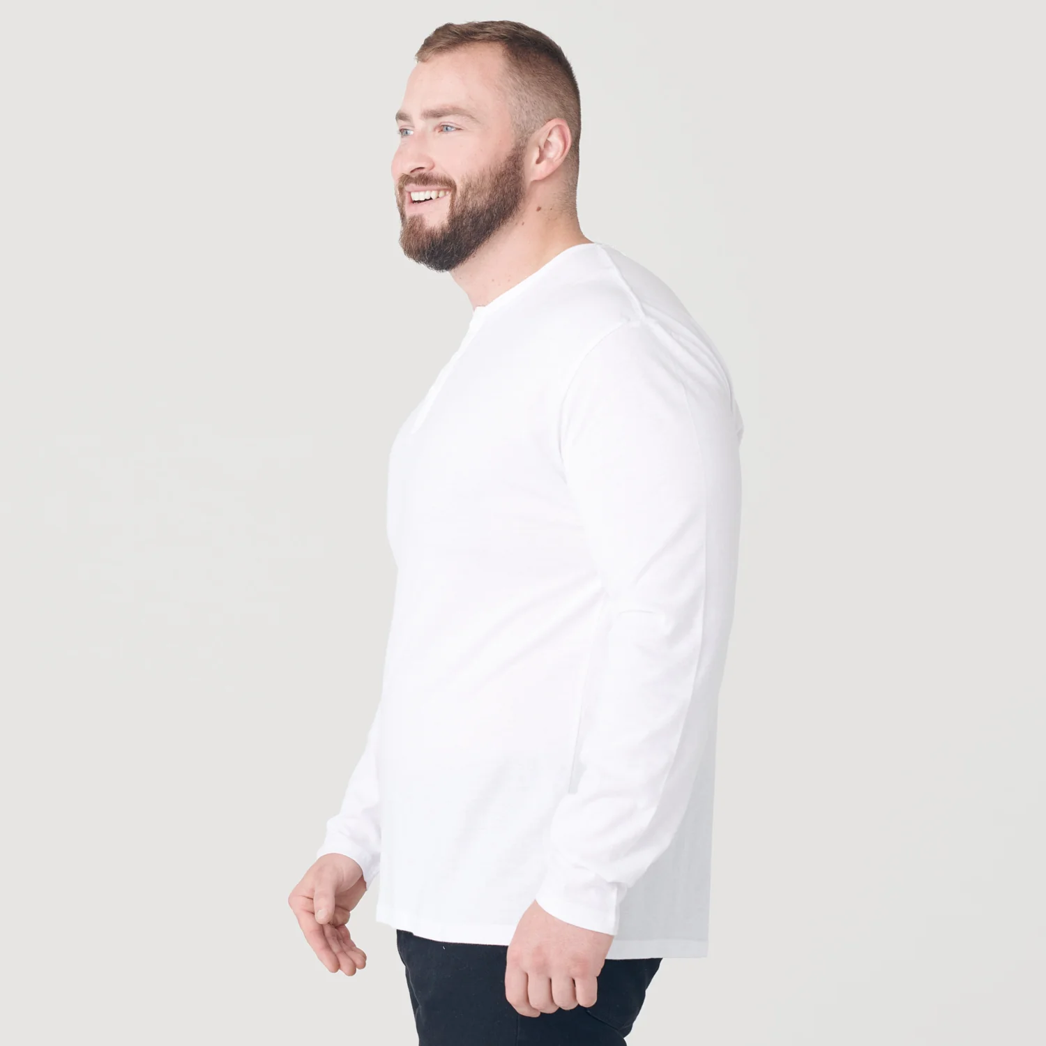 White Classic Long Sleeve Henley - Image 8