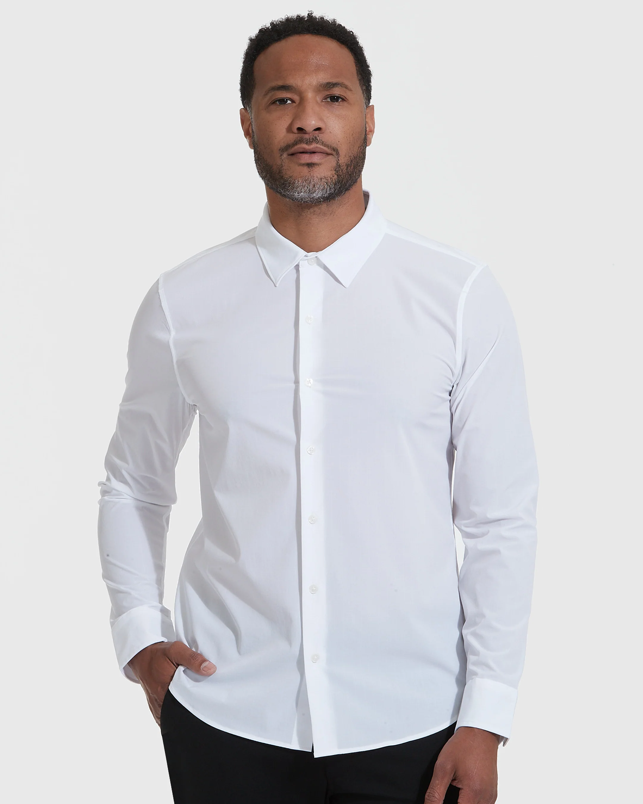 White Lightweight Dress Shirt - Image 4