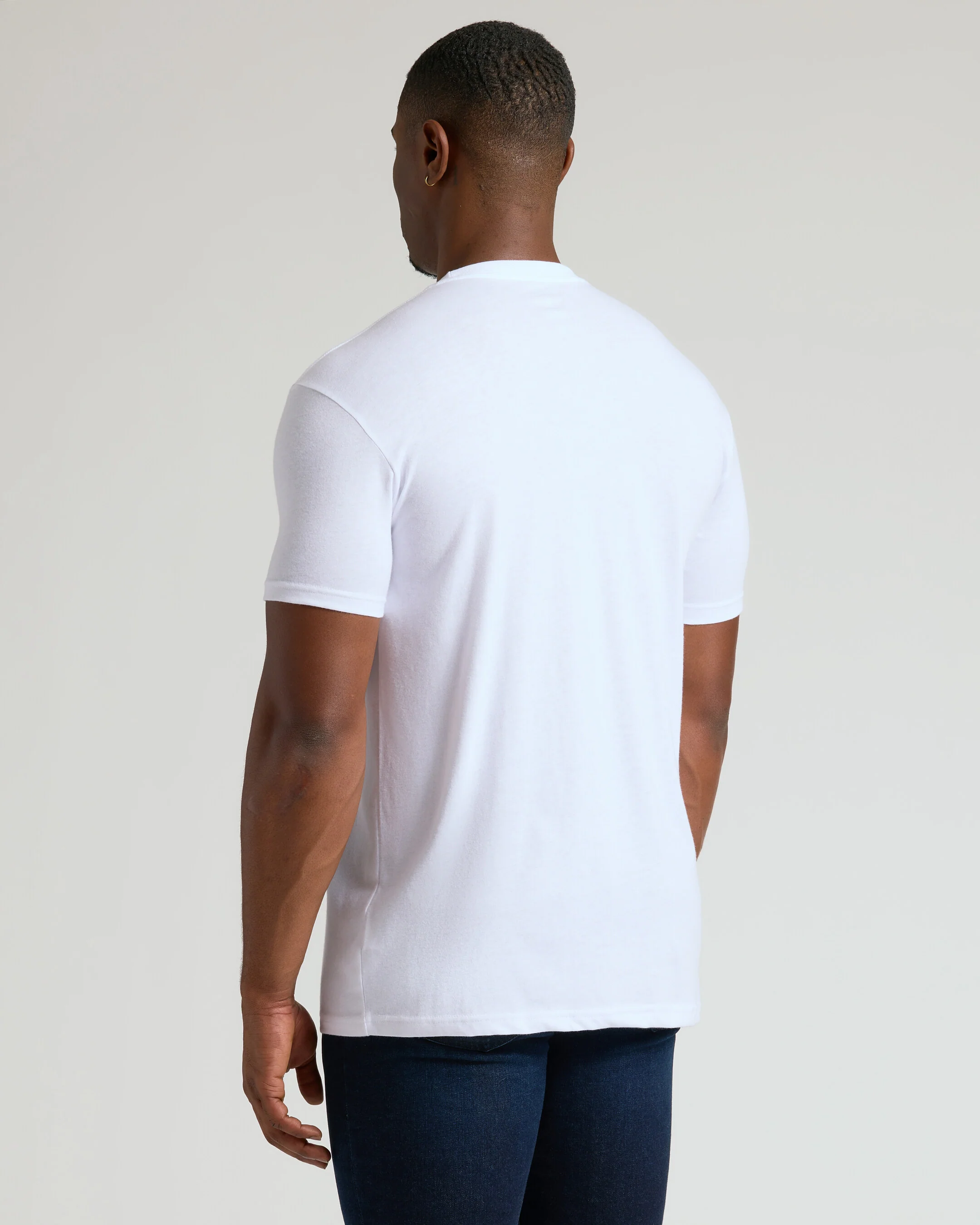 White Tall Straight Hem Crew Neck T-Shirt - Image 3