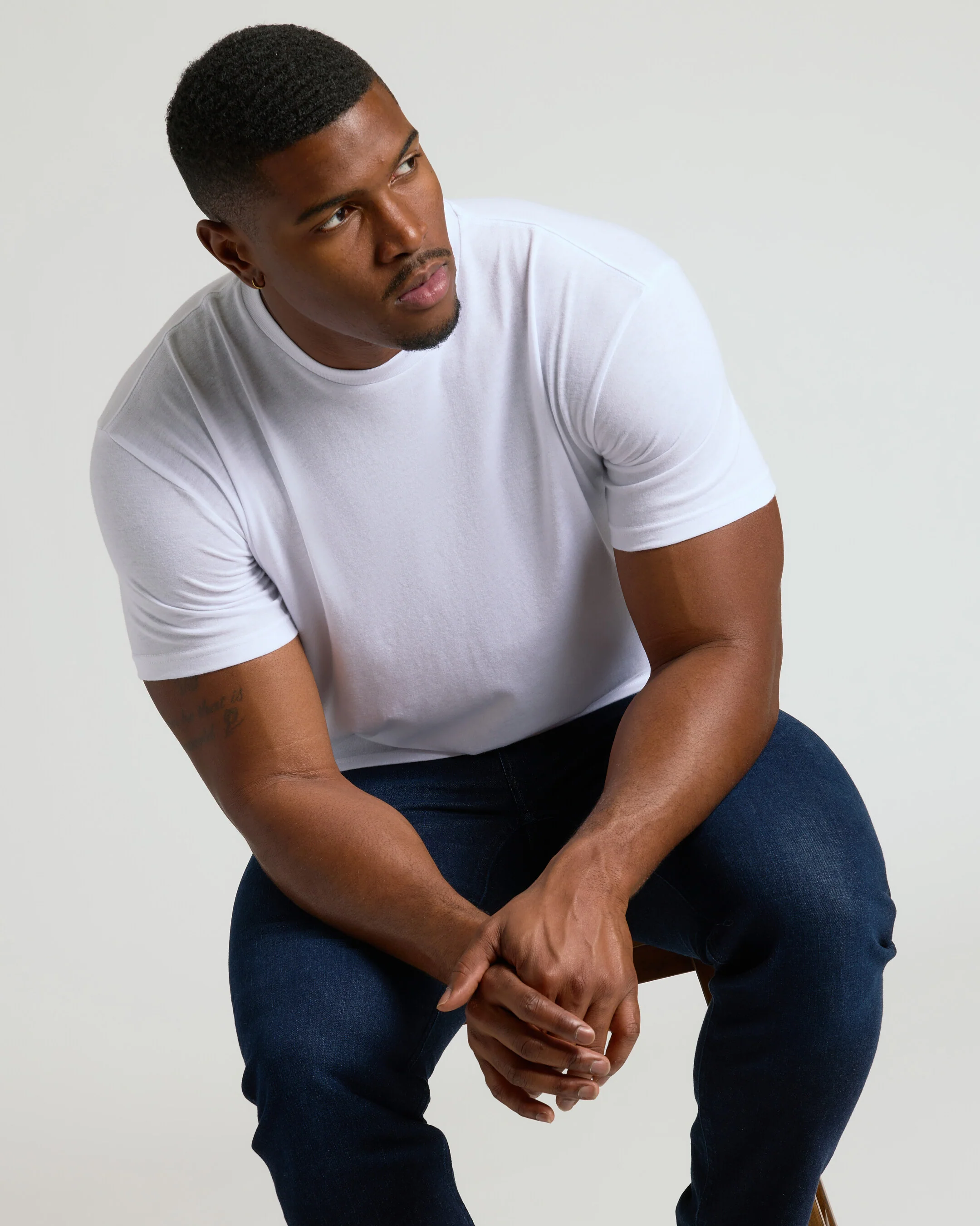 White Tall Straight Hem Crew Neck T-Shirt - Image 4